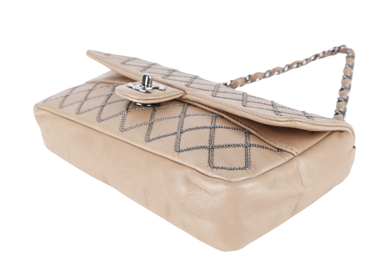 CHANEL CLASSIC FLAP CHAIN QUILTED (955xxxx) SMALL BROWN CALF LEATHER SILVER HARDWARE WITH DUST COVER
