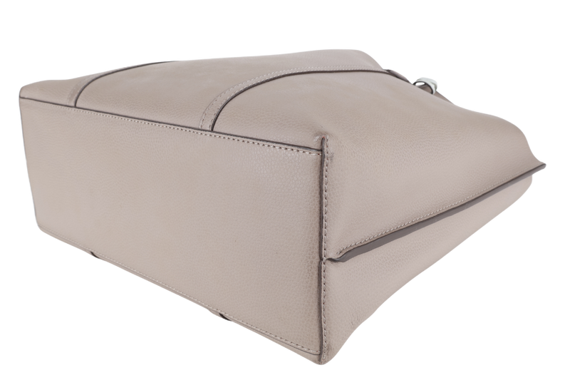 TORY BURCH PERRY TRIPLE COMPARTMENT TOTE GREY LEATHER GOLD HARDWARE NO DUST COVER