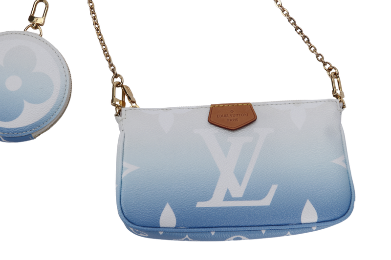 LOUIS VUITTON M57633 MULTI POCHETTE ACCESSORIES BLUE GIANT MONOGRAM CANVAS, WITH STRAP, CHAIN, DUST COVER & BOX