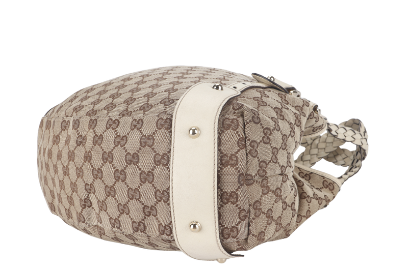 GUCCI GG HORSEBIT SHOULDER BAG (137621) BEIGE CANVAS PALLADIUM HARDWARE NO DUST COVER