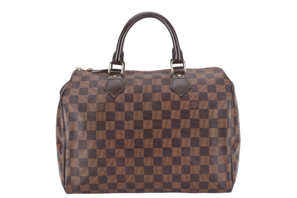 LOUIS VUITTON SPEEDY 30 DAMIER EBENE CANVAS GOLD HARDWARE WITH DUST COVER