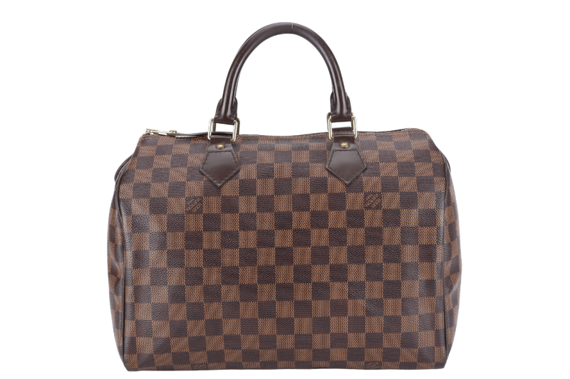 LOUIS VUITTON SPEEDY 30 DAMIER EBENE CANVAS GOLD HARDWARE WITH DUST COVER