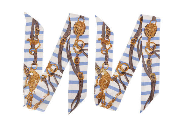 HERMES TWILLY CHAIN BELT BLUE WHITE STRIPE, NO BOX