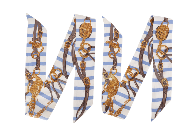 HERMES TWILLY CHAIN BELT BLUE WHITE STRIPE, NO BOX