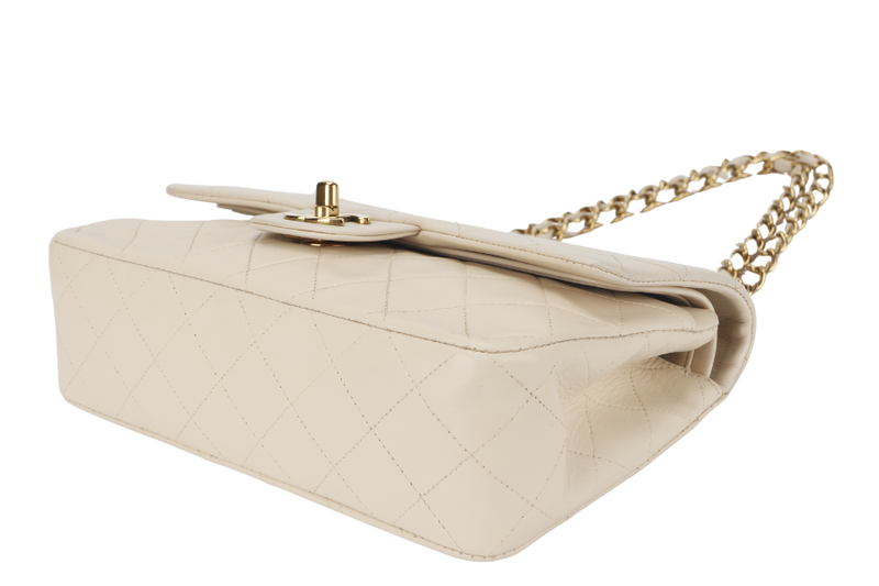 CHANEL VINTAGE CLASSIC FLAP MEDIUM BEIGE LAMBSKIN GOLD HARDWARE (300xxxx) NO CARD AND NO DUST COVER