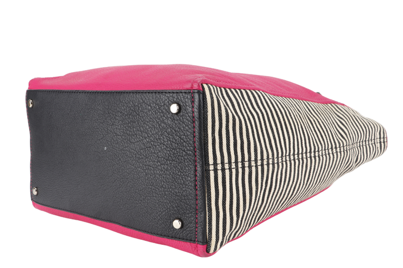 KATE SPADE NEW YORK COBBLE HILL HAYLEY TOTE PINK CALFSKIN LEATHER, CANVAS AND  SILVER HARDWARE WITH STRAPS NO DUST COVER