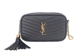 YVES SAINT LAURENT (YSL) MINI LOU CAMERA BAG BLACK CAVIAR LEATHER CROSSBODY GOLD HARDWARE WITH DUST COVER AND BOX