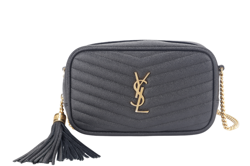 YVES SAINT LAURENT (YSL) MINI LOU CAMERA BAG BLACK CAVIAR LEATHER CROSSBODY GOLD HARDWARE WITH DUST COVER AND BOX