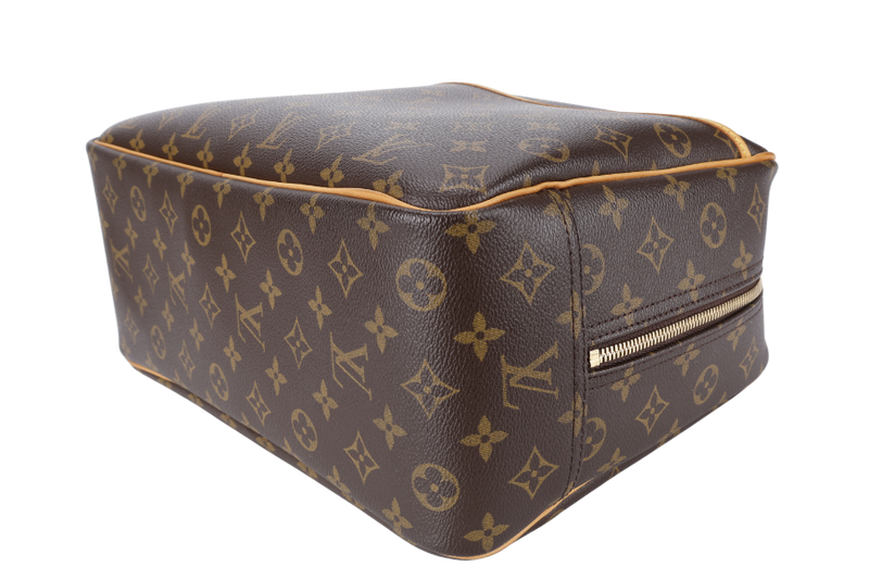 LOUIS VUITTON M47270 DEAUVILLE HAND BAG BROWN MONOGRAM CANVAS GOLD HARDWARE WITH DUST COVER