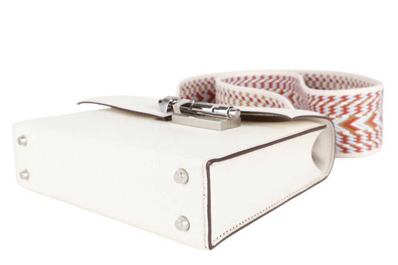HERMES MINI VERROU NATA CHEVRE MYSORE ALLEGRO SANGLE STAMP Y (YEAR 2020) SILVER HARDWARE, BOX AND FELT COVER