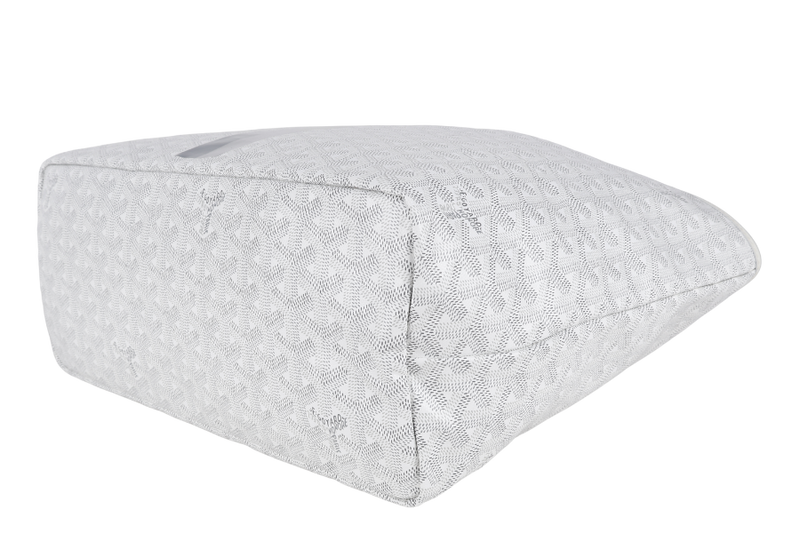 GOYARD SAINT LOUIS PM WHITE GOYARDINE SILVER & GREY LINES WITH POUCH WITH DUST COVER