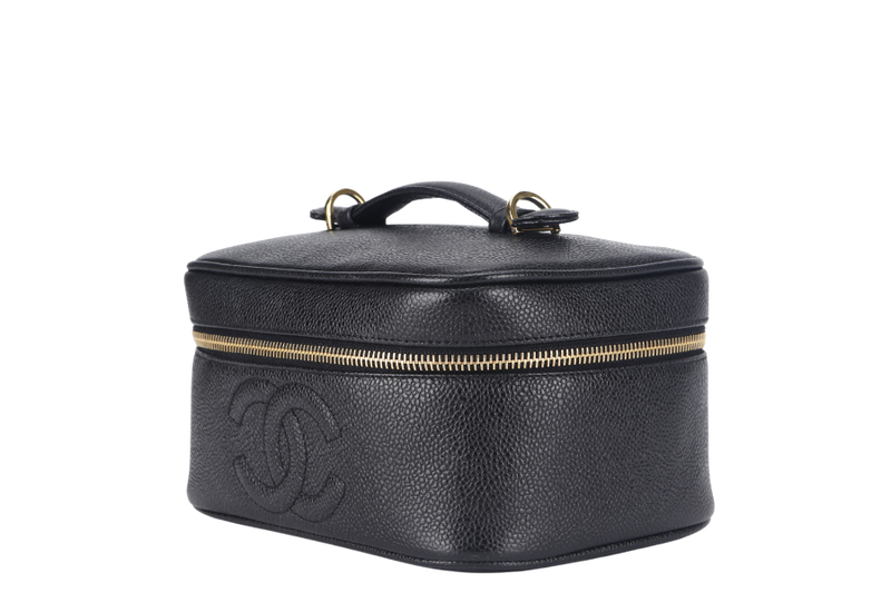 CHANEL VANITY CASE (351xxxx) CAVIAR LEATHER GOLD HARDWARE WITH DUST COVER NO STRAPS