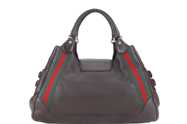 GUCCI HOBO BAG DARK BROWN LEATHER GOLD HARDWARE WITH DUST COVER