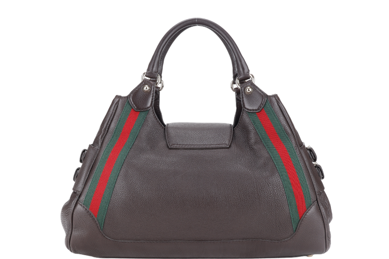 GUCCI HOBO BAG DARK BROWN LEATHER GOLD HARDWARE WITH DUST COVER