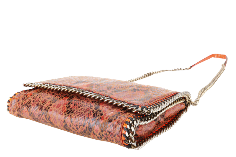 STELLA MCCARTNEY FALABELLA FOLD OVER BAG ORANGE RED PHYTON EMBOSSED GOLD HARDWARE NO DUST COVER