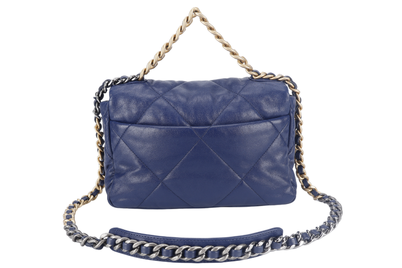 CHANEL C19 (2943xxxx) SMALL ELECTRIC BLUE CLAFSKIN MIX HARDWARE WITH DUST COVER, CARD AND BOX