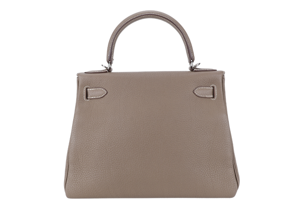 HERMES KELLY 28 RETOURNE ETOUPE TOGO SILVER HARDWARE STAMP X (2016) AMAZON STRAPS WITH LOCK, KEYS AND DUST COVER