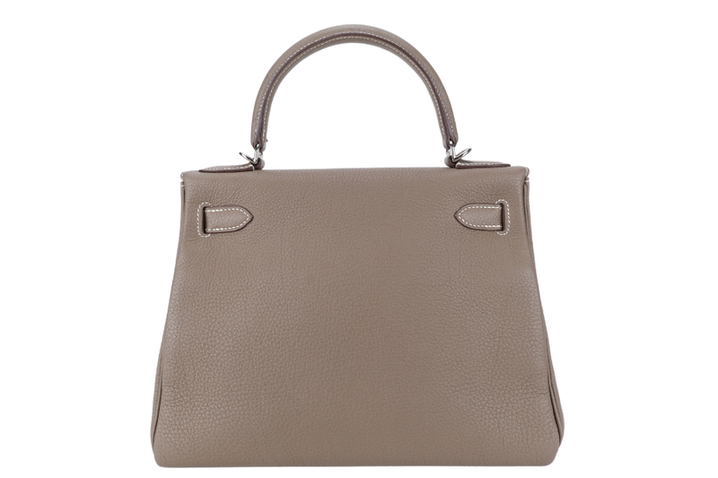 HERMES KELLY 28 RETOURNE ETOUPE TOGO SILVER HARDWARE STAMP X (2016) AMAZON STRAPS WITH LOCK, KEYS AND DUST COVER