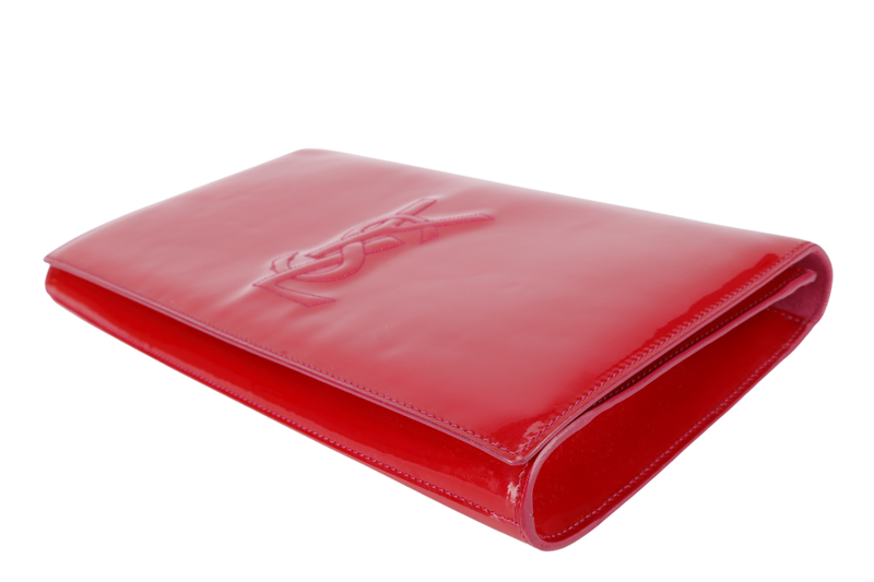 YVES SAINT LAURENT (YSL) BELLE DE JOUR CLUTCH RED PATENT WITH DUST COVER