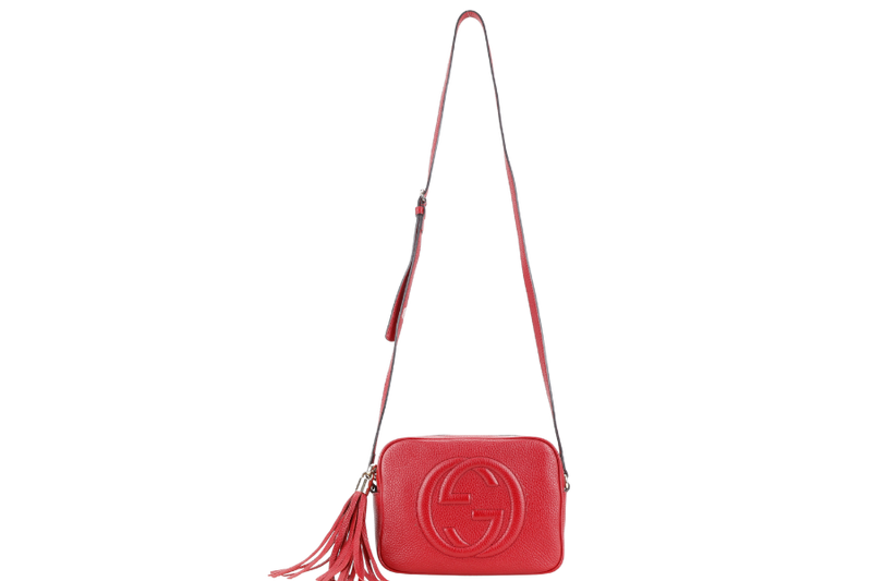 GUCCI SOHO DISCO CROSSBODY RED CALF LEATHER GOLD HARDWARE NO DUST COVER