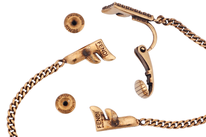 FENDI FF DROP EARRING WITH CLIP AND PIERCE, WITH BOX