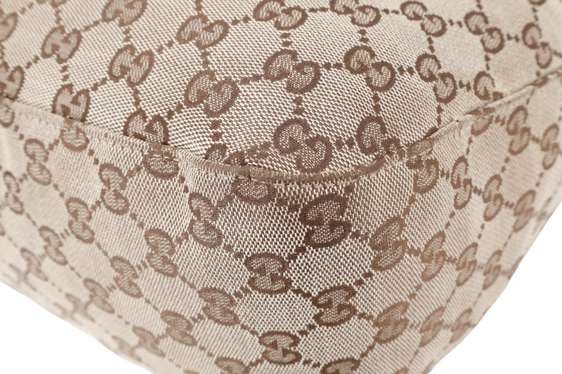 GUCCI SHOULDER BAG BEIGE CANVAS WITH SILVER HARDWARE AND DUST COVER