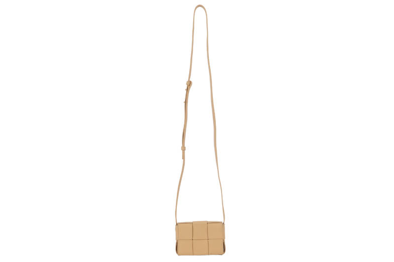 BOTTEGA VENETA CANDY CASSETTE CROSSBODY BAG PORRIDGE LAMBSKIN GOLD HARDWARE WITH DUST COVER