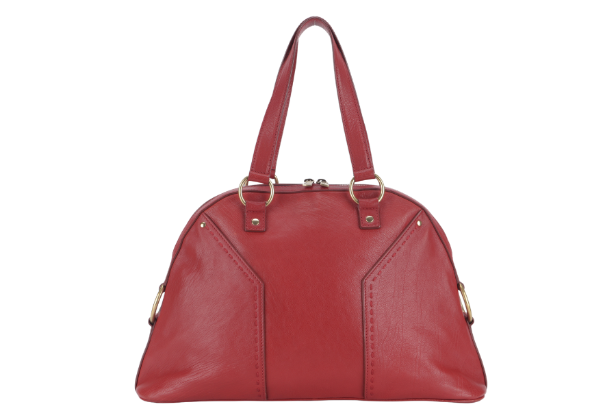 yves saint laurent (ysl) muse bag(156464 213317) large red leather gold  hardware with dust cover, lock & keys