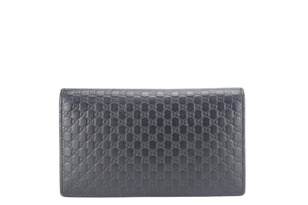 GUCCI MICROGUCCISIMA CROSSBODY WALLET BLACK LEATHER GOLD HARDWARE NO DUST COVER