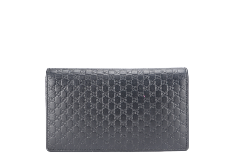 GUCCI MICROGUCCISIMA CROSSBODY WALLET BLACK LEATHER GOLD HARDWARE NO DUST COVER