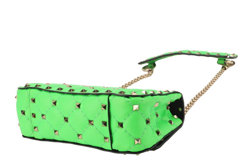 VALENTINO GARAVANI ROCKSTUD MINI GREEN CALFSKIN LIGHT GOLD HARDWARE NO DUST COVER