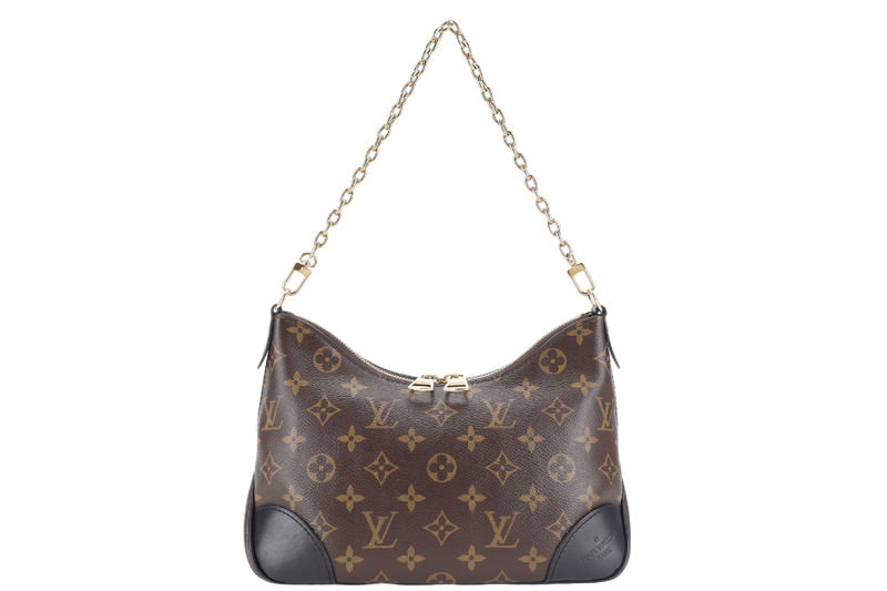 LOUIS VUITTON M45831 BOULOGNE PM MONOGRAM COATED CANVAS GOLD HARDWARE WITH DUST COVER AND BOX