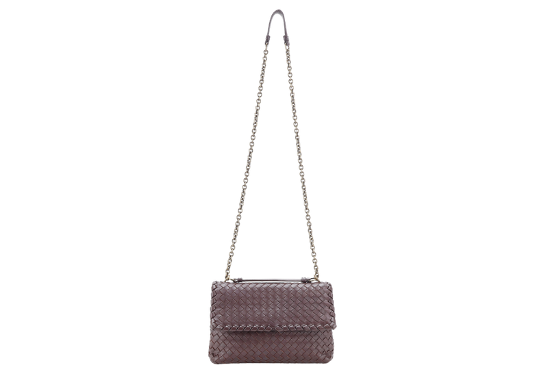 BOTTEGA VENETA NAPPA INTRECCIATO OLIMPIA SHOULDER BAG SMALL BROWN LEATHER GOLD HARDWARE NO DUST COVER