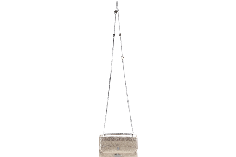 JIMMY CHOO SERENA STAR CHARM CROSSBODY BAG SMALL GOLD METALLIC SILVER HARDWARE WITH DUST COVER AND BOX