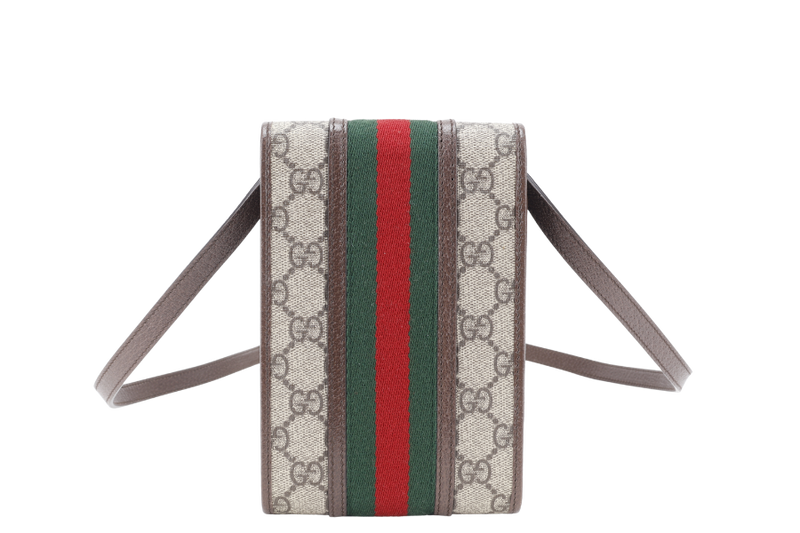 GUCCI GG SUPREME OPHIDIA MINI BROWN CANVAS W.O.C GOLD HARDWARE WITH DUST COVER