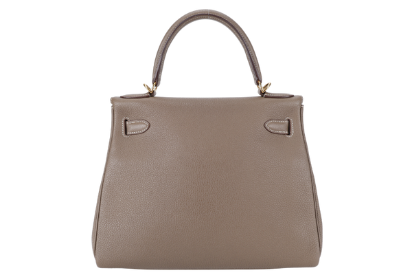 HERMES KELLY 28 RETOURNE ETOUPE TOGO GOLD HARDWARE STAMP X (2016) WITH DUST COVER, KEYS, LOCK STRAPS AND ORGANISER