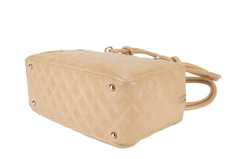 CHANEL VINTAGE CAMBON BOWLER BAG (1023xxxx) BEIGE LAMBSKIN WITH DUST COVER AND BOX