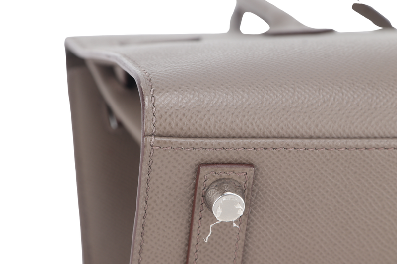 HERMES BIRKIN 25 SELLIER GRIS ETAIN EPSOM SILVER HARDWARE STAMP Y (YEAR 2020) WITH DUST COVER