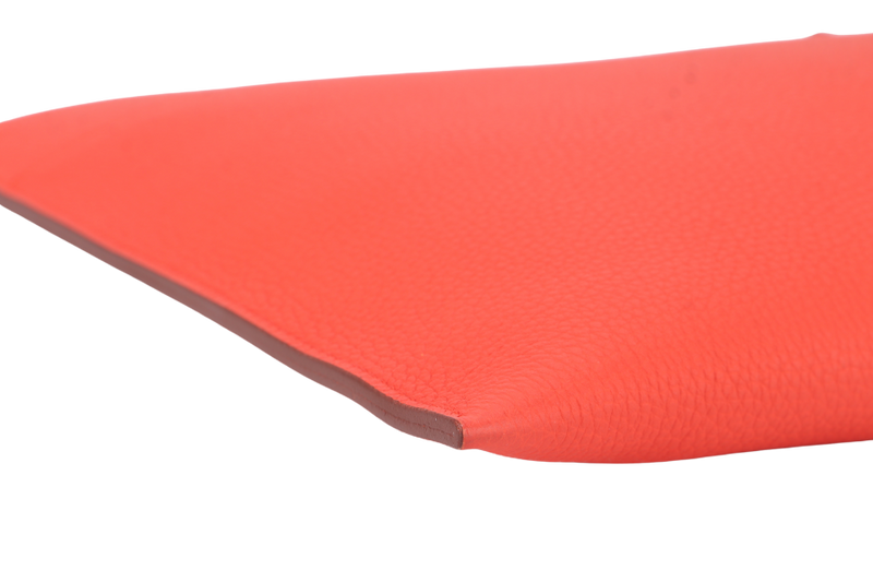 HERMES BAZAR CLUTCH EVERCOLOR POPPY ORANGE COLOR STAMP X (YEAR 2016) NO DUST COVER