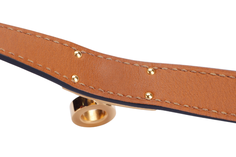 Hermes Kelly Double Tour Bracelet, Blue Sapphire with Gold Hardware, no Dust Cover & Box