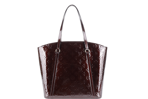 LOUIS VUITTON M91567 AVALON MM AMARANTE MONOGRAM VERNIS LEATHER GOLD HARDWARE WITH DUST COVER