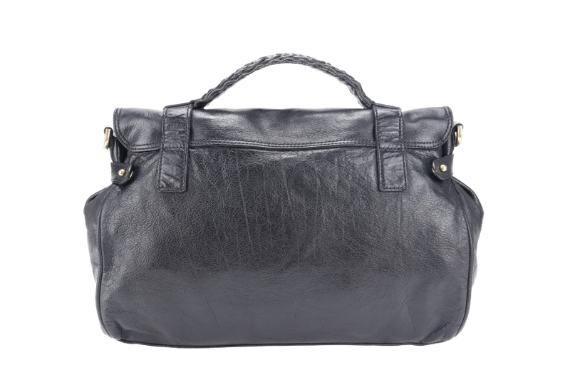 MULBERRY ALEXA SMALL BLACK LEATER 2WAYS BAG GOLD HARDWARE WITH SLING