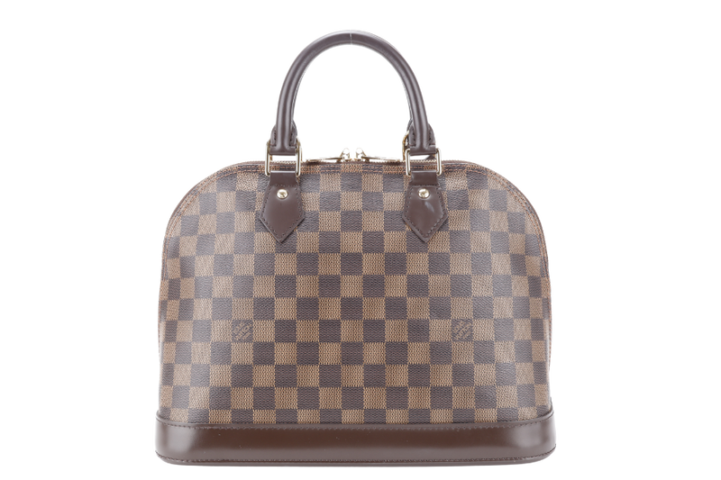 LOUIS VUITTON N53151 ALMA PM DAMIER EBENE CANVAS GOLD HARDWARE WITH LOCK&KEYS, DUST COVER AND BOX