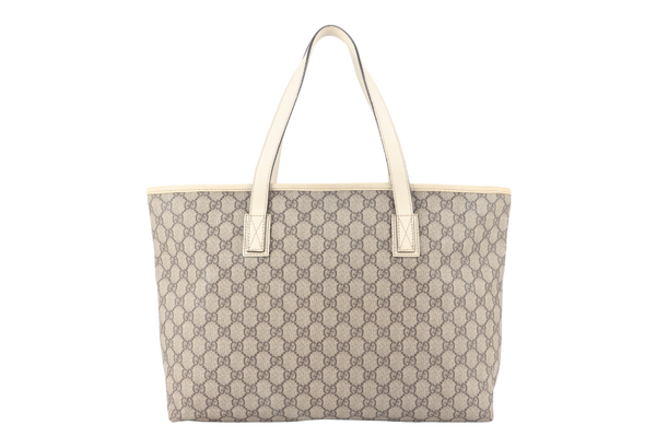 GUCCI GG SUPREME WHITE CANVAS TOTE WITH DUST COVER