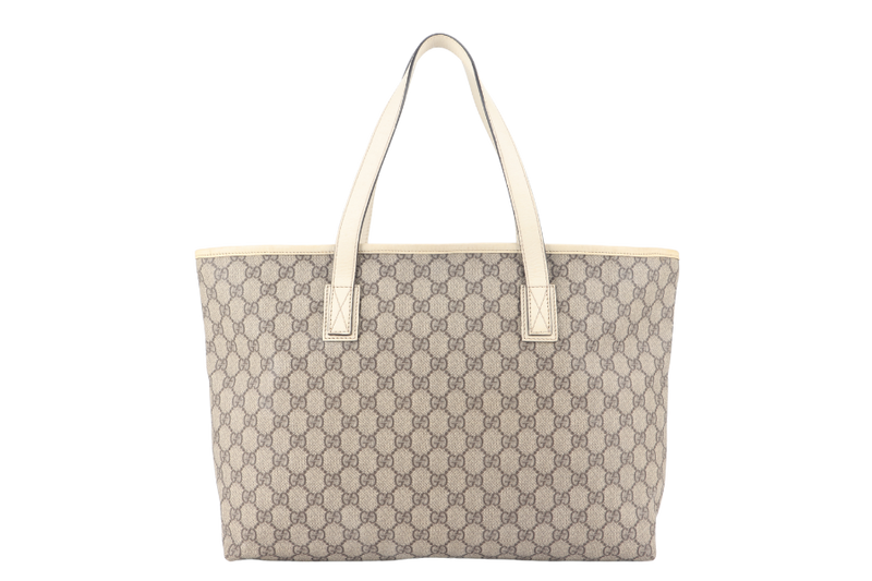 GUCCI GG SUPREME WHITE CANVAS TOTE WITH DUST COVER
