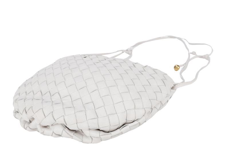 BOTTEGA VENETA MINI HOP WHITE INTRECCIATO SLING BAG WITH DUST COVER