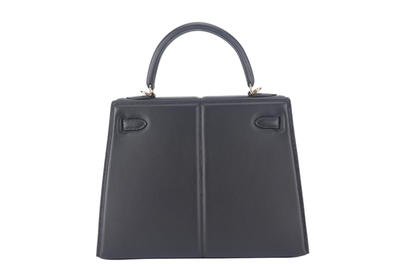 HERMES KELLY PADDED 25 STAMP Z (YEAR 2021) BLACK SWIFT LEATHER GOLD HARDWARE WITH LOCK&KEYS, RAINCOAT AND DUST COVER