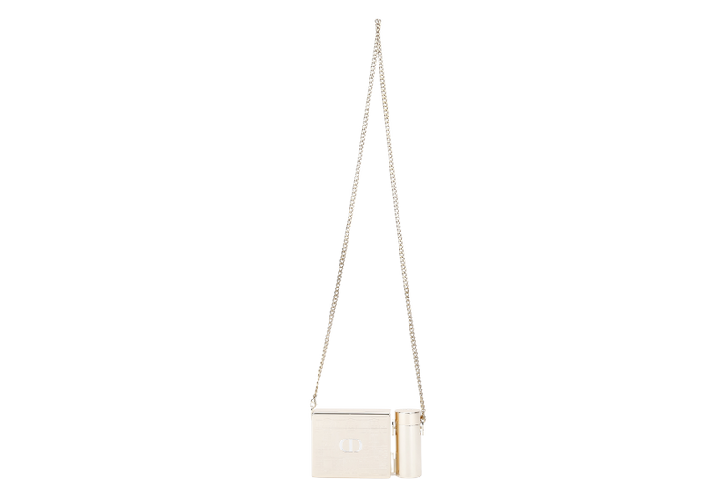 CHRISTIAN DIOR HOLIDAY LIMITED EDITION GOLD METAL MAKE UP CLUTCH CROSSBODY BAG GOLD HARDWARE WITH DUST COVER