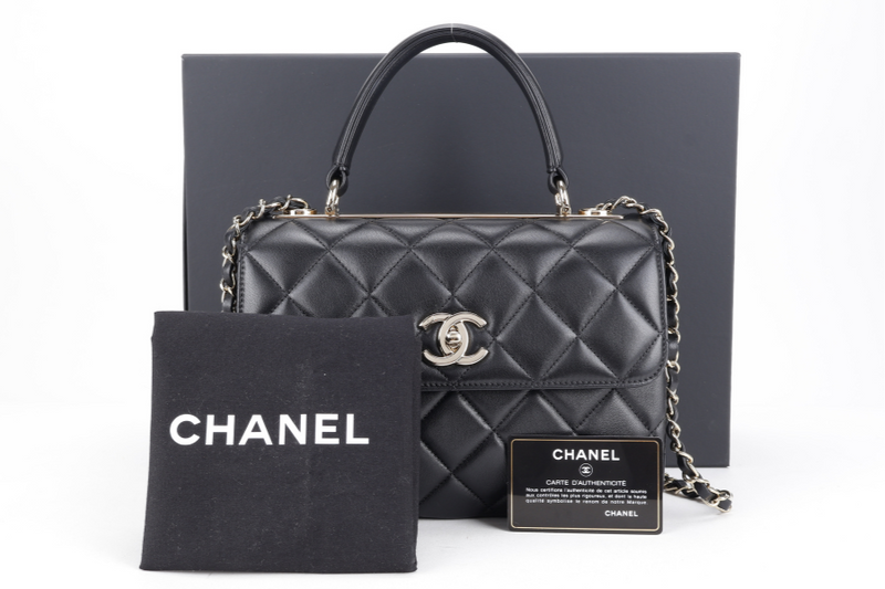 CHANEL TRENDY CC BLACK LAMBSKIN LIGHT GOLD HARDWARE (3126xxxx) WITH CARD, CARE BOOK, DUST COVER AND BOX