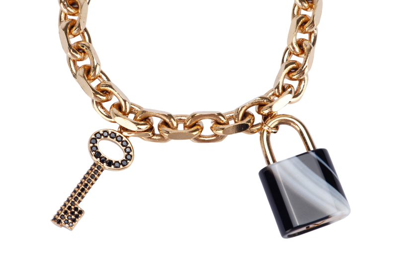 Louis Vuitton Enamel Lock & Key Charm Bracelet
